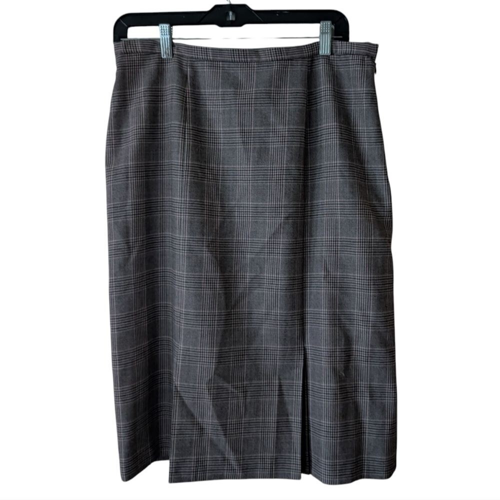 Pendleton Gray Plaid Virgin Wool Vintage‎ Academia Collegiate Skirt Size 10